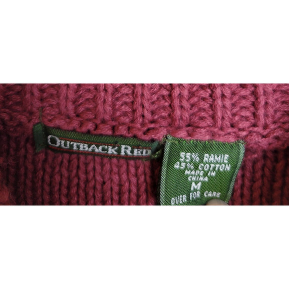 Vtg Outback Red Pink Mock Neck Cable Knit Preppy Sweater Women's Medium oversize - Picture 2 of 8
